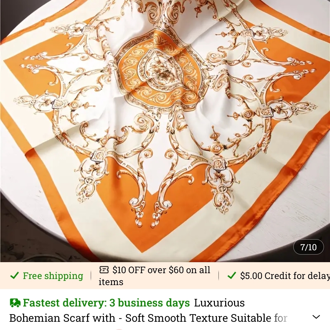 Luxurious Orange And Cream Scarf